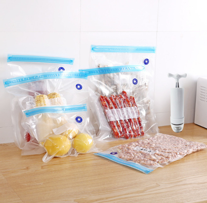 Nylon Vacuum Zipper Bags Συσκευασία τροφίμων με επανακλειόμενο φερμουάρ διπλής στρώσης